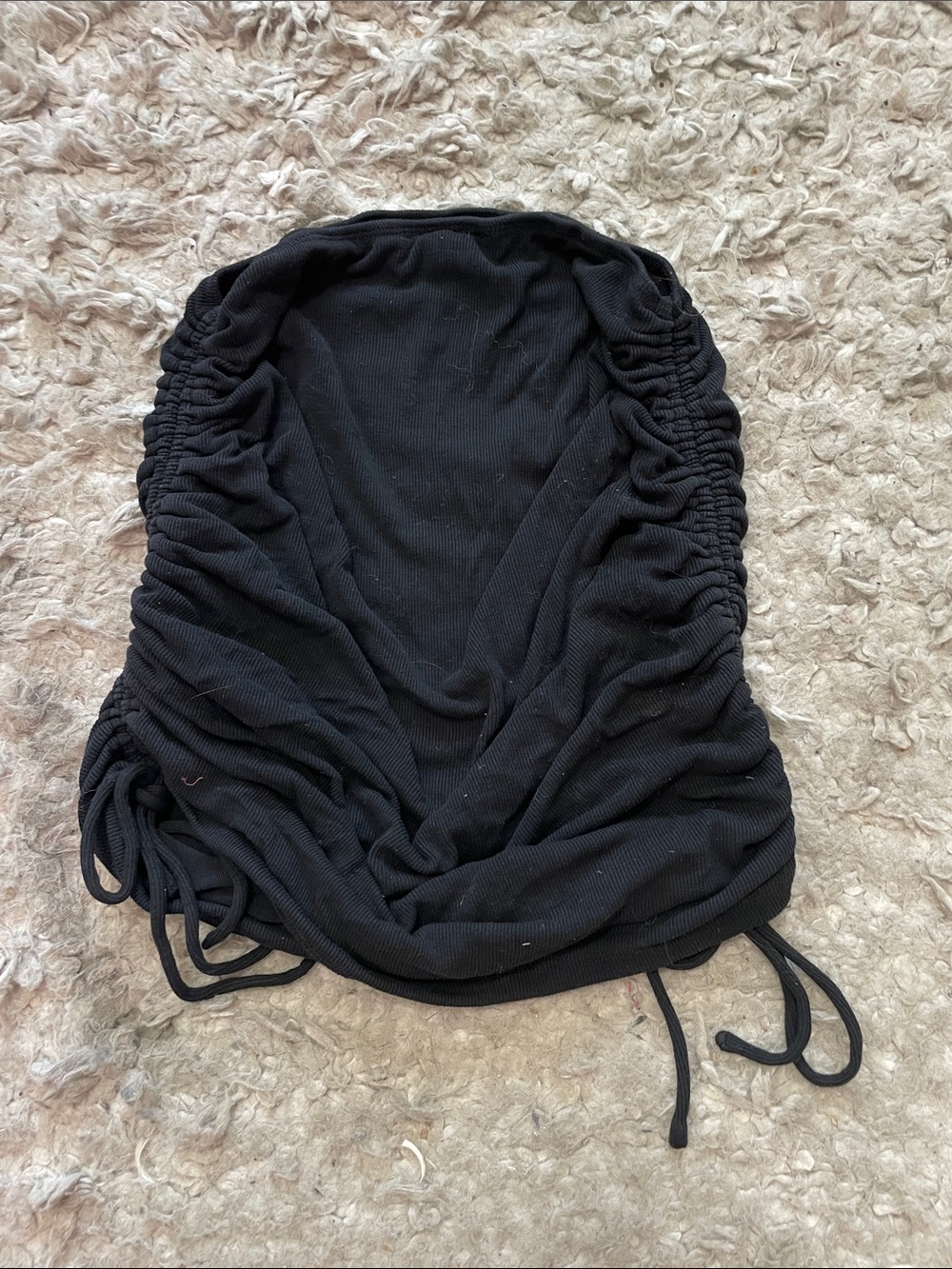 Princess Polly Black Ruched Drawstring Crop Top - Picture 3 of 3